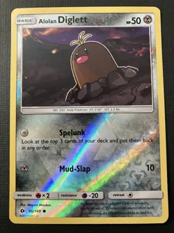 Diglett 86/149 Pokemon Sun & Moon Base Set 2017 Reverse Holo LP - Image 1