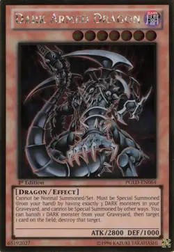 Yugioh Dark Armed Dragon PGLD-EN064 Gold Rare 1st Edition LP - Image 1