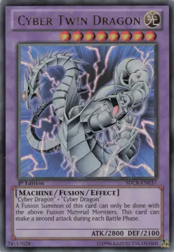 Yugioh Cyber Twin Dragon SDCR-EN037 Ultra Rare 1st Edition LP - Image 1