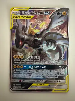 Pokemon Pikachu & Zekrom GX TCG Sun & Moon SM168 Holo Promo Tag Team UNGRADED - Image 1
