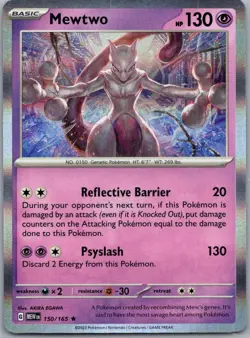 Mewtwo 150/165 Rare 151 Pokemon Holo Near Mint - Image 1