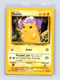 Pikachu 58/102 Common Base Set Unlimited Pokemon Near Mint - Image 1