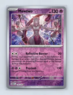 Mewtwo 150/165 Rare 151 Pokemon Reverse Holo Near Mint - Image 1