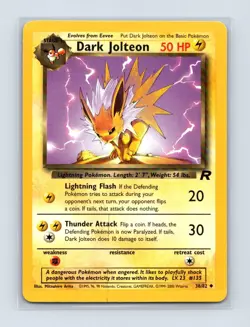 Dark Jolteon 38/82 Uncommon Team Rocket Pokemon Unlimited Lightly Played - Image 1