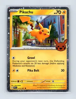Pikachu 018/091 Holo Holo Rare Trick or Trade BOOster 2024 Pokemon LP - Image 1