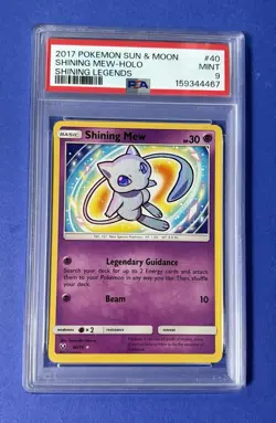 2017 Pokemon Sun & Moon Shining Mew Holo Shining Legends #40 PSA 9 MINT - Image 1