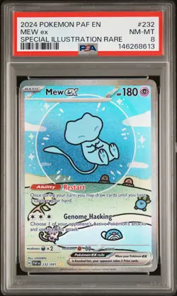 2024 POKEMON PAF EN-PALDEAN FATES SPECIAL ILLUSTRATION RARE #232 MEW EX PSA 8 - Image 1