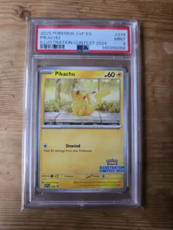PSA 9 Pikachu SVP 214 Illustration Contest 2024 Promo Pokemon - Image 1