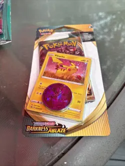 Pokemon TCG Sword & Shield Darkness Ablaze Booster Pack Pikachu + Coin new seale - Image 1