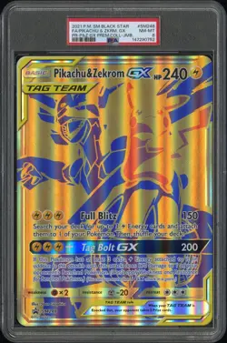 PSA 8 POKEMON SM BLACK STAR JUMBO PROMO #SM248 FULL ART/PIKACHU & ZEKROM GX - Image 1