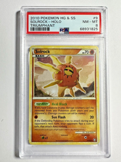 PSA 8 NM-MT Solrock Holo 2010 Pokemon HG & SS Triumphant #9 - Image 1