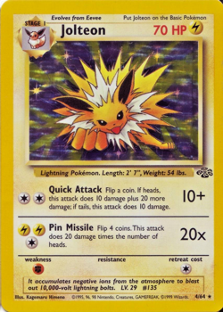 Pokemon TCG - Jolteon - 4/64 - Holo Unlimited - Jungle Unlimited [Heavy Play] - Image 1