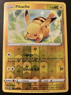 Pikachu 065/202 Pokemon Sword & Shield Base Set 2020 Reverse Holo - Image 1