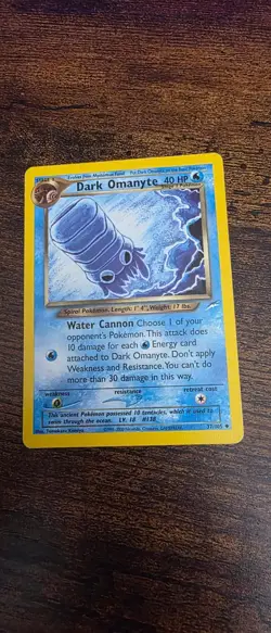 Dark Omanyte 37/105 Uncommon Neo Destiny Pokemon Lightly Played - Image 1