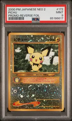 2000 Pokemon Japanese NEO 2 PICHU #172 Promo Reverse Foil PSA 9 Mint Old Back - Image 1