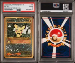 2000 Pokemon Japanese NEO 2 PICHU #172 Promo Reverse Foil PSA 9 Mint Old Back - Image 3