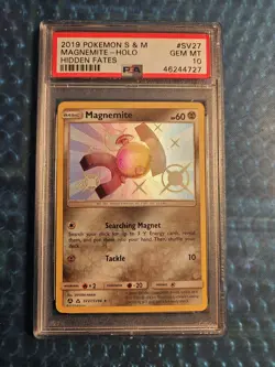 2019 Pokemon Sun & Moon Hidden Fates Magnemite Holo #SV27 PSA 10 - Image 1