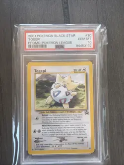 2001 Pokemon Black Star Togepi 30/53 Wotc Promo League PSA 10 - Image 1