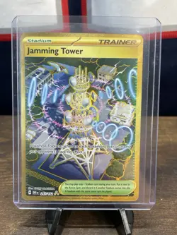 Jamming Tower Gold 243/182 Destined Rivals Hyper Rare Full Art Pokemon - Image 1