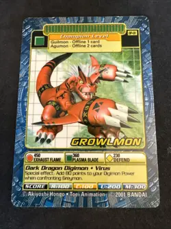 Digimon Digi-Battle Card Game Growlmon DP-01 Plastic Toy Exclusive Promo MP - Image 1