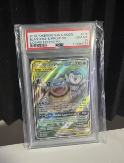 2019 POKEMON SUN & MOON COSMIC ECLIPSE FULL ART/BLASTOISE & PIPLUP GX PSA 10 - Image 2