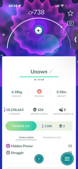 Pokemon Go Shiny Unown Q - Image 1