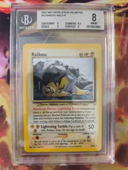 Pokemon Karte Card Raikou Neo Revelation Holo English 2000 Beckett BGS 8 - Image 2