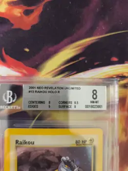 Pokemon Karte Card Raikou Neo Revelation Holo English 2000 Beckett BGS 8 - Image 4