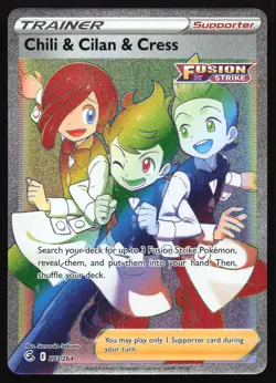 Chili & Cilan & Cress - 273/264 Hyper Rare Trainer - Fusion Strike Pokemon Card - Image 1