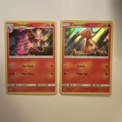 Pokemon TCG Burning Shadows Holo 2 Card Charmander Charmeleon Evolution 2017 - Image 1