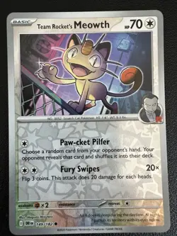 Pokemon Team Rockets Meowth Reverse Holo Card 149/182 Destined Rivals - NM - Image 1