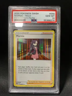 2020 POKEMON SWORD & SHIELD CHAMPION'S PATH MARNIE-HOLO #56 - PSA GEM MT 10 - Image 1