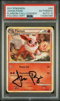 2011 POKEMON CALL OF LEGENDS #44 FLAREON PSA AUTHENTIC AUTO 10 - Image 1