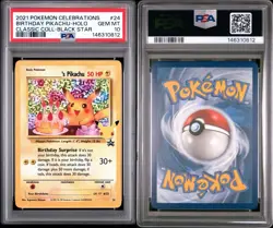 PSA 10 Birthday Pikachu Holo #24 Celebrations Classic Pokemon 2021 - Image 3