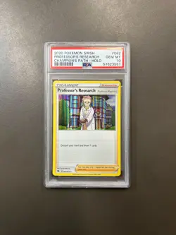 2020 POKEMON SWORD & SHIELD CHAMPION'S PATH PROFESSOR'S RESEARCH HOLO #62 PSA 10 - Image 1