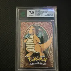Pokemon Topps Dragonite E12 Foil Blue Logo 7.5 MNT Grading - Image 1