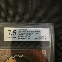 Pokemon Topps Dragonite E12 Foil Blue Logo 7.5 MNT Grading - Image 3
