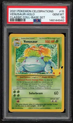 PSA 10 Venusaur Holo 15/102 Celebrations Classic Collection Pokemon 2021 - Image 1