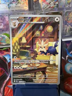 Pokemon Herdier 155/086 Sv: White Flare 90 HP Illustration Rare Holo ENG Stage 1 - Image 1