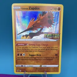 Pokemon TCG Galarian Zapdos SWSH124 Evolving Skies Promo Holo 110HP NM Stamped - Image 1