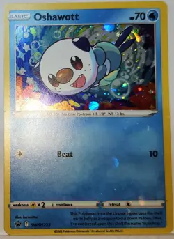 HD Fart Swirl 🌀 Oshawott SWSH222 Cosmos Holo Heavily Bleed Error Rare Pokemon - Image 1
