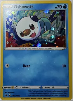 HD Fart Swirl 🌀 Oshawott SWSH222 Cosmos Holo Heavily Bleed Error Rare Pokemon - Image 2