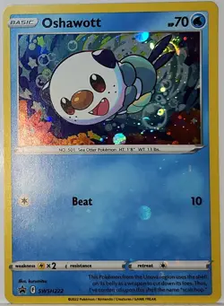HD Fart Swirl 🌀 Oshawott SWSH222 Cosmos Holo Heavily Bleed Error Rare Pokemon - Image 4