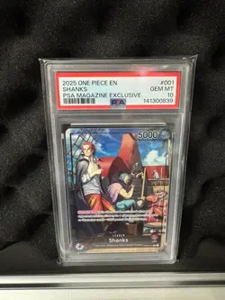2025 ONE PIECE PROMOS PSA MAGAZINE EXCLUSIVE #001 SHANKS PSA 10 - Image 1