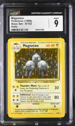 CGC 9 MINT Magneton 1999 Base Set 9/102 Holo Pokemon Card - Image 1