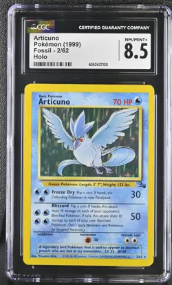 CGC 8.5 Articuno 1999 Fossil 2/62 Holo Pokemon Card - Image 1