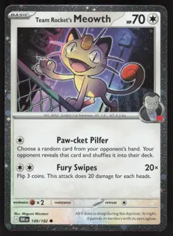 Team Rocket's Meowth (Cosmos Holo) 149/182 Cards & Products Pokemon NM - Image 1
