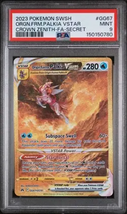 2023 POKEMON SWORD & SHIELD CROWN ZENITH GG67 FULL ART/ORIGIN FORME PALKIA PSA 9 - Image 1