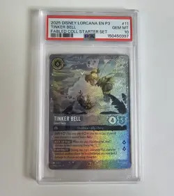 Tinker Bell Giant Fairy Glimmer Foil Promo Fabled Starter Disney Lorcana PSA 10 - Image 1