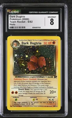CGC 8 Dark Dugtrio 6/82 Holo Team Rocket Pokemon Card - Image 1